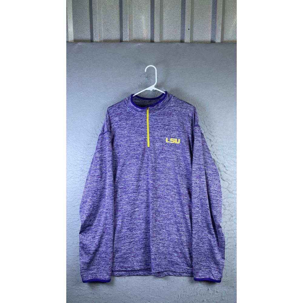 Colosseum LSU Tigers Quarter Zip Mens XL Purple Excellent Space Dye Pullover